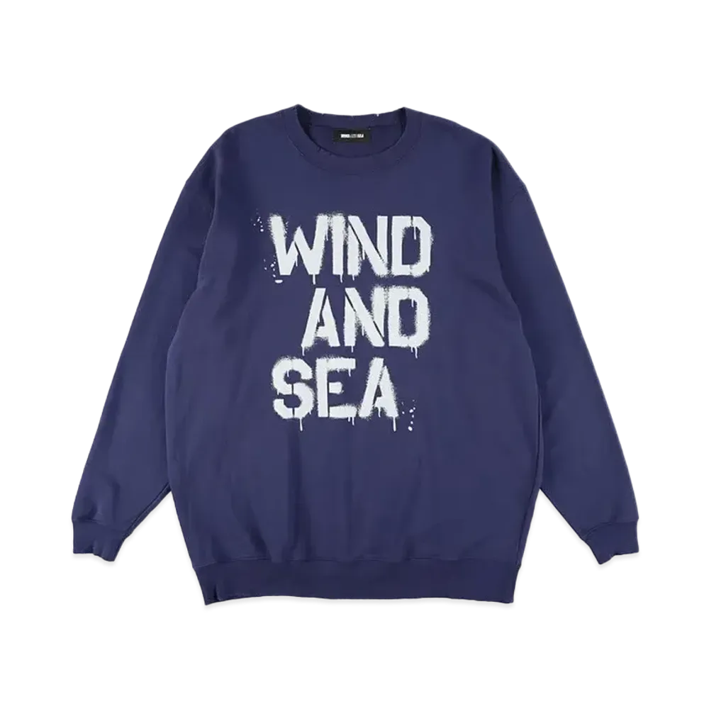 WIND AND SEA Spray Logo Crewneck Sweatshirt "Navy"