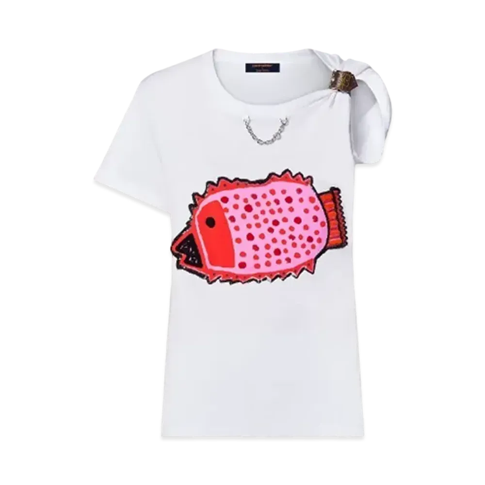 Louis Vuitton x Yayoi Kusama Fish Patches Buckle Sleeve T-Shirt "Blanc"