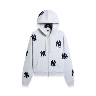 Kith x The New York Yankees Vintage Braxton Zip Hoodie "Light Heather Grey"