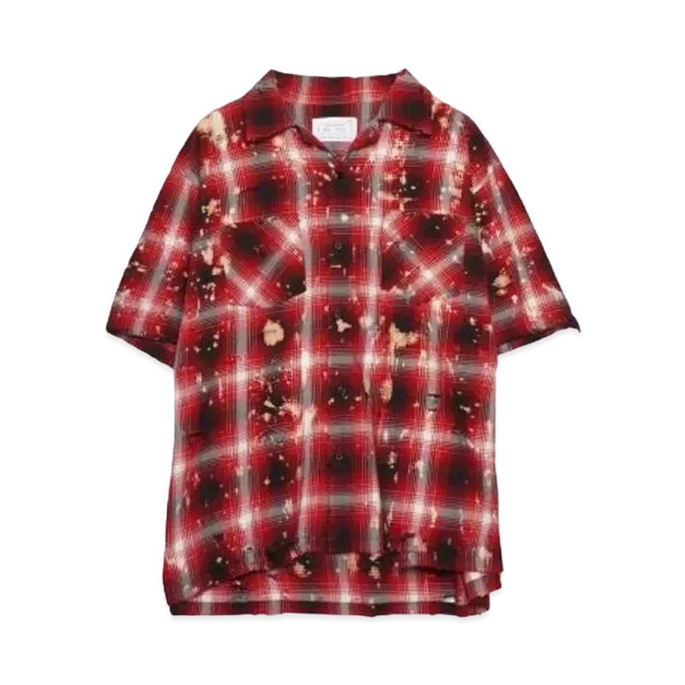 Rafu Bleached&damaged S/S shirt "RED"