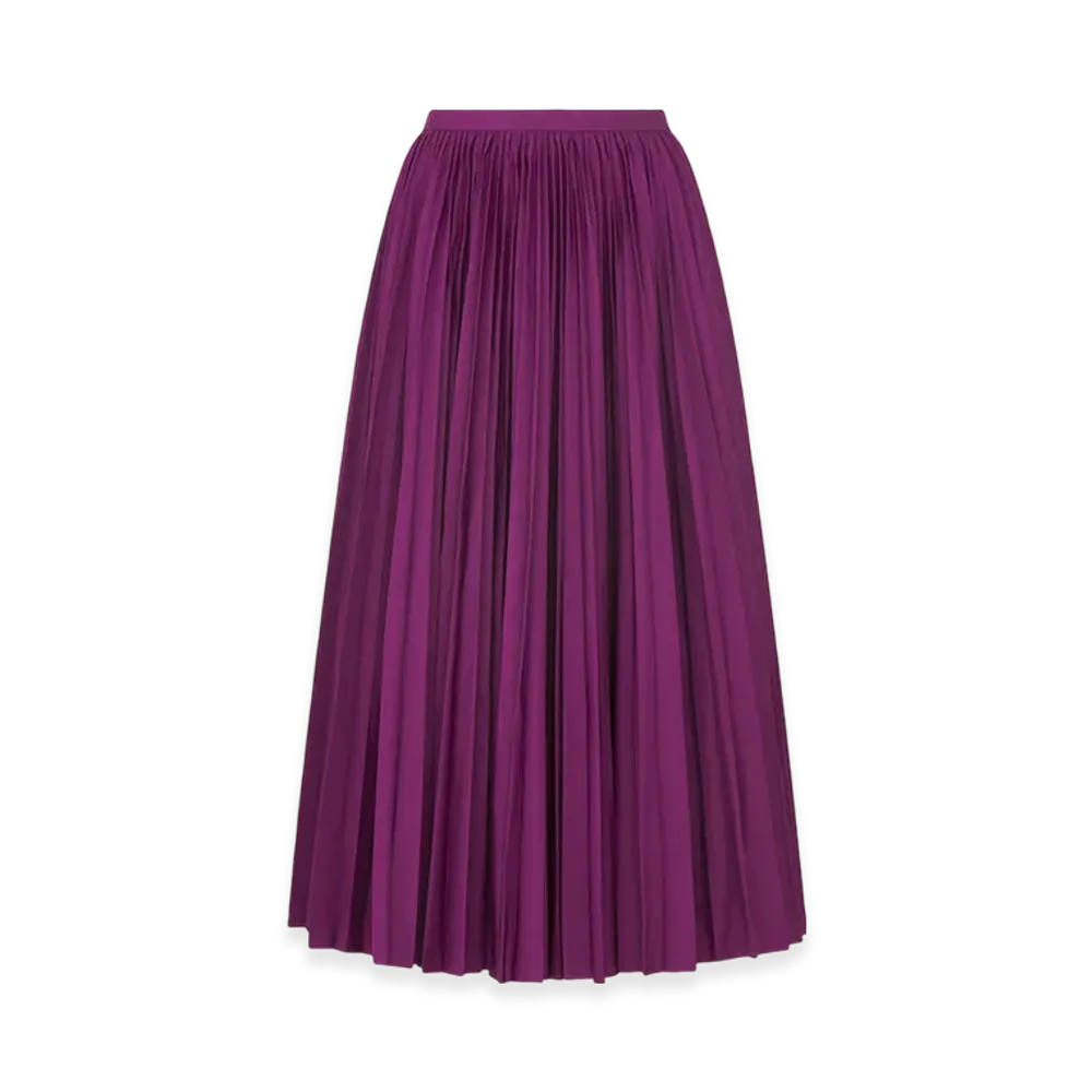 Dior Women's Mid-Length Pleated Skirt Technical Silk Taffeta "Mulberry"