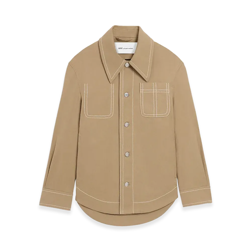 AMI PARIS Cotton Worker Buttoned Jacket "Beige"