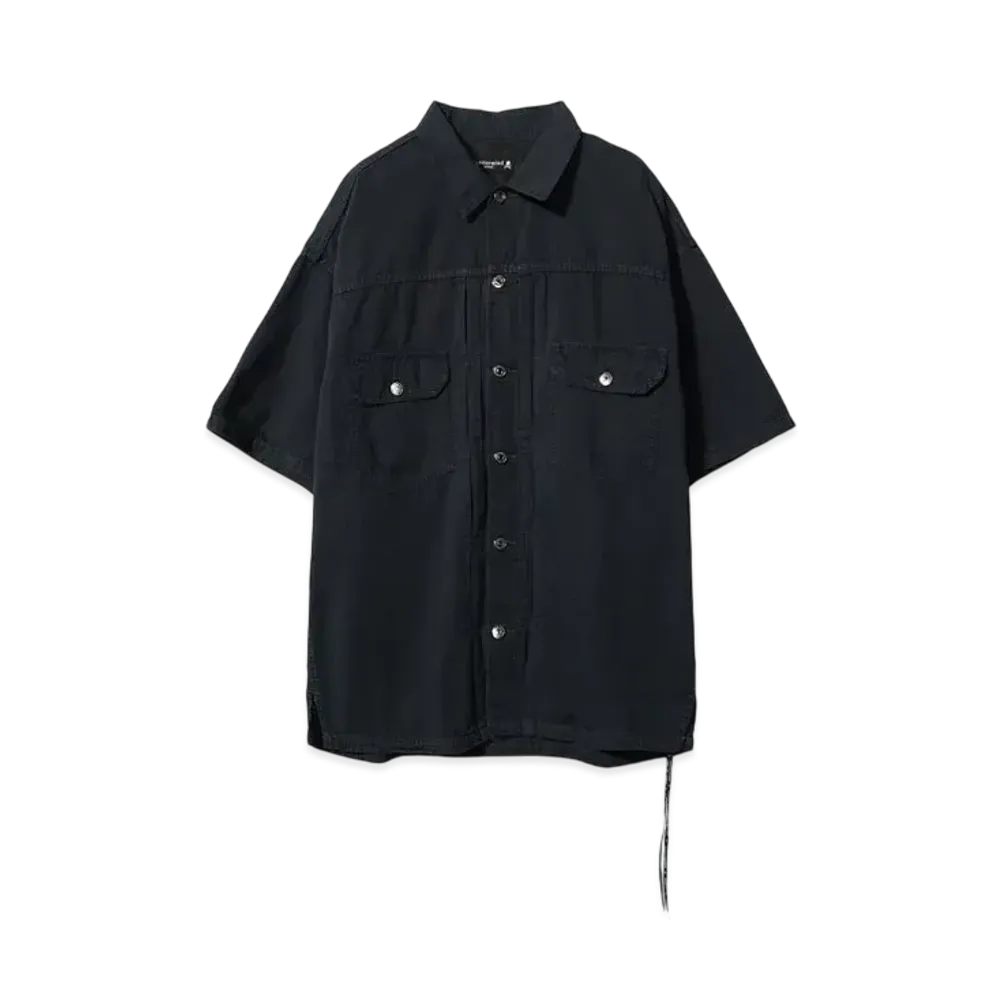 MASTERMIND JAPAN-DISTRESSED SS DENIM SHIRT"BLACK"