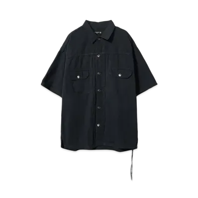 MASTERMIND JAPAN-DISTRESSED SS DENIM SHIRT"BLACK"