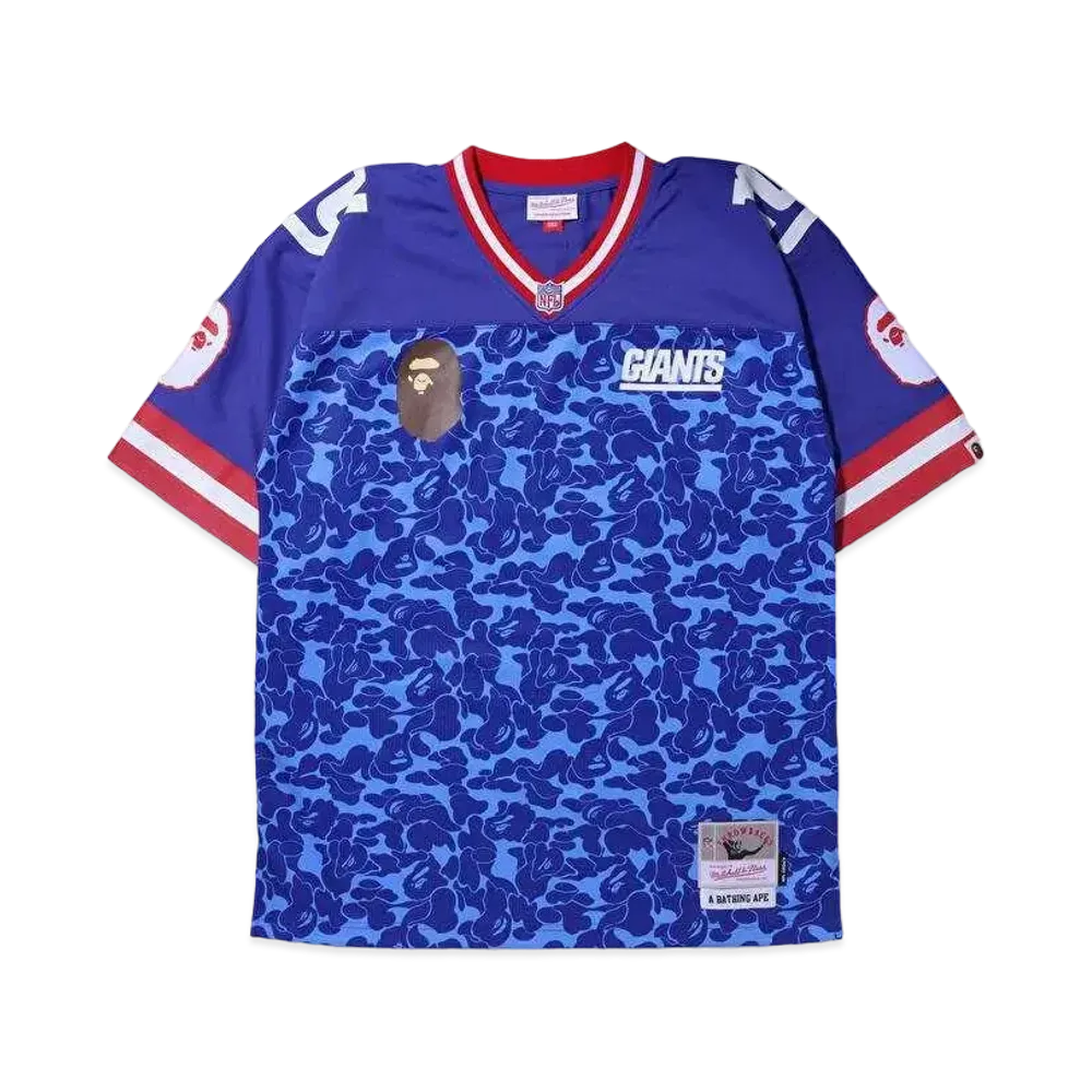 A BATHING APE X M&N NFL NEW YORK GIANTS LEGACY JERSEY "Blue"