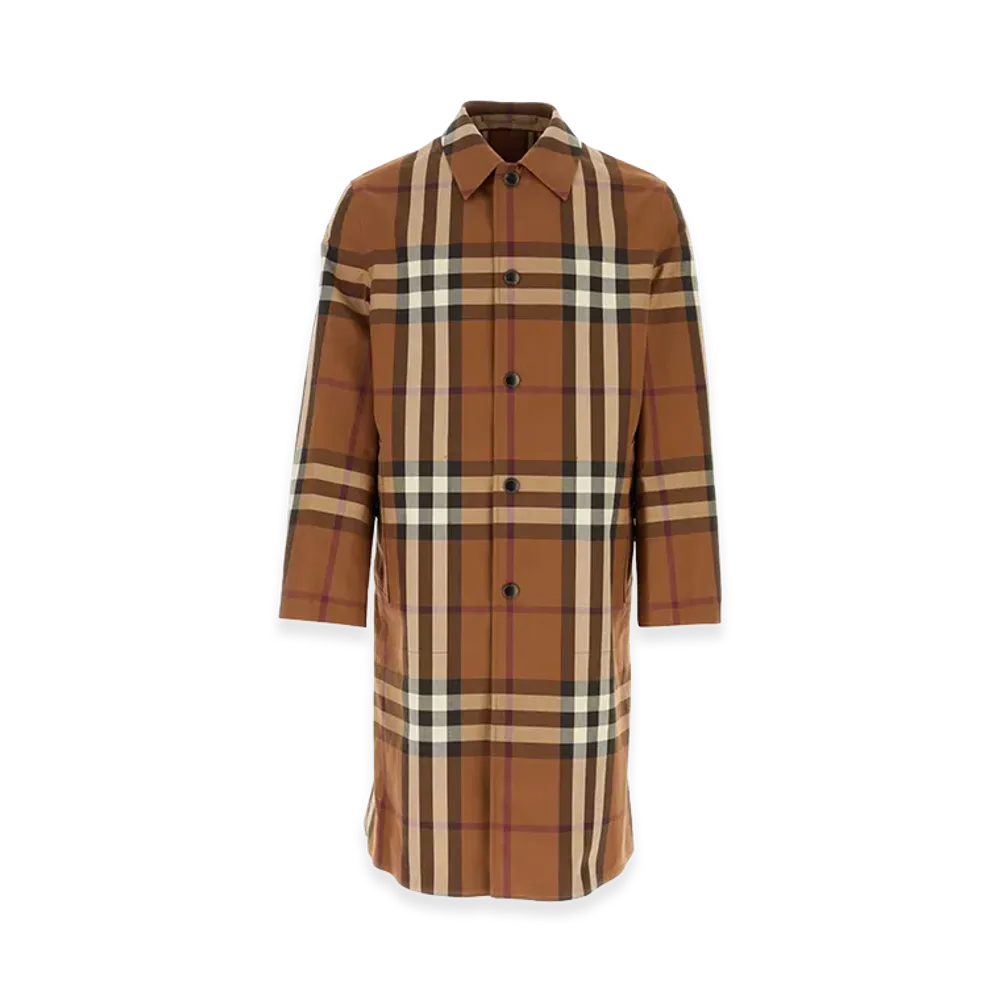 Burberry Embroidered Cotton Eversible Overcoat "Brown"