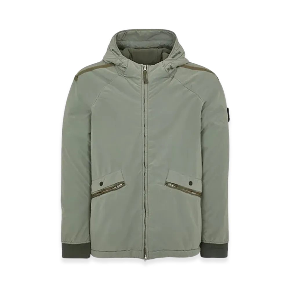 Stone Island 41631 David Light-TC with Micro Pile Fleece Hooded Jacket - 23FW "Sage Green"