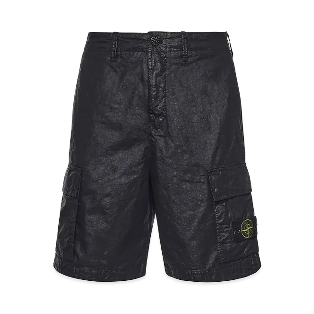 Stone Island Nylon Panama Loose Fit Cargo Bermudas "Black"