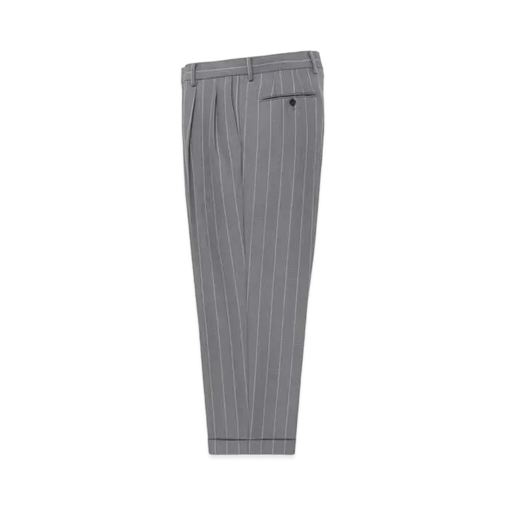 WACKO MARIA Dormeuil / Striped Double Pleated Trousers "Gray"