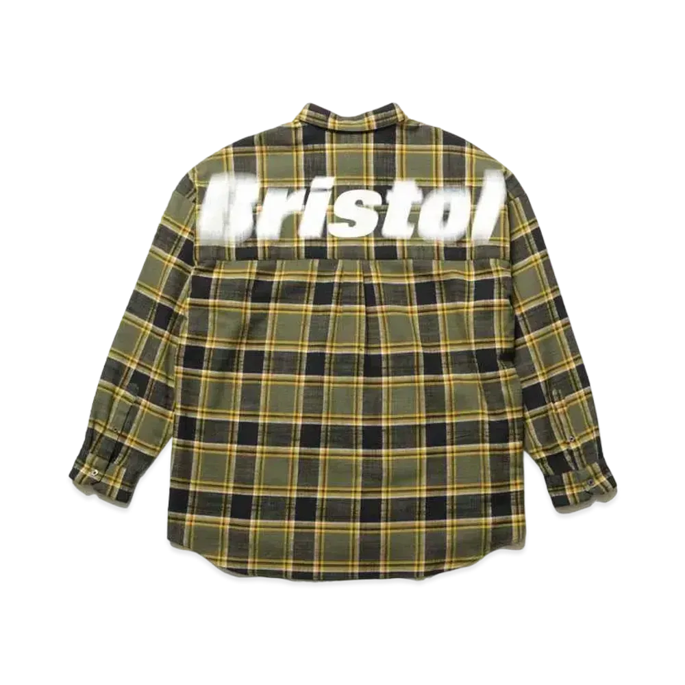 F.C.Real Bristol Flannel Big Logo Baggy Shirt "Khaki"