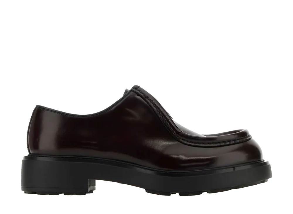 PRADA Grape Leather Diapason Lace-Up Shoes "Purple"