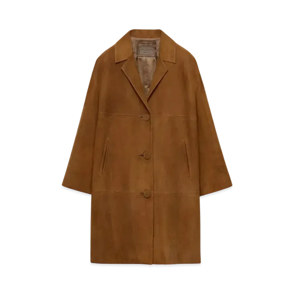 PRADA Women's Suede Coat "Brown"