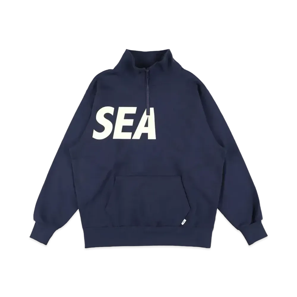 WIND AND SEA Sea Half Zip Tops "Navy"