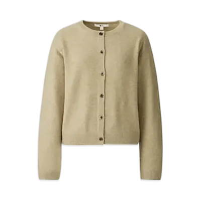 Uniqlo C Women'S Cashmere Crew Neck Short Cardigan "Beige #1"
