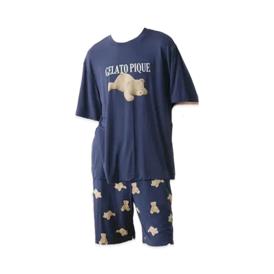 GELATO PIQUE Homme Cool Touch Sensation Bear One Point T-Shirt & Shorts Set "Navy"
