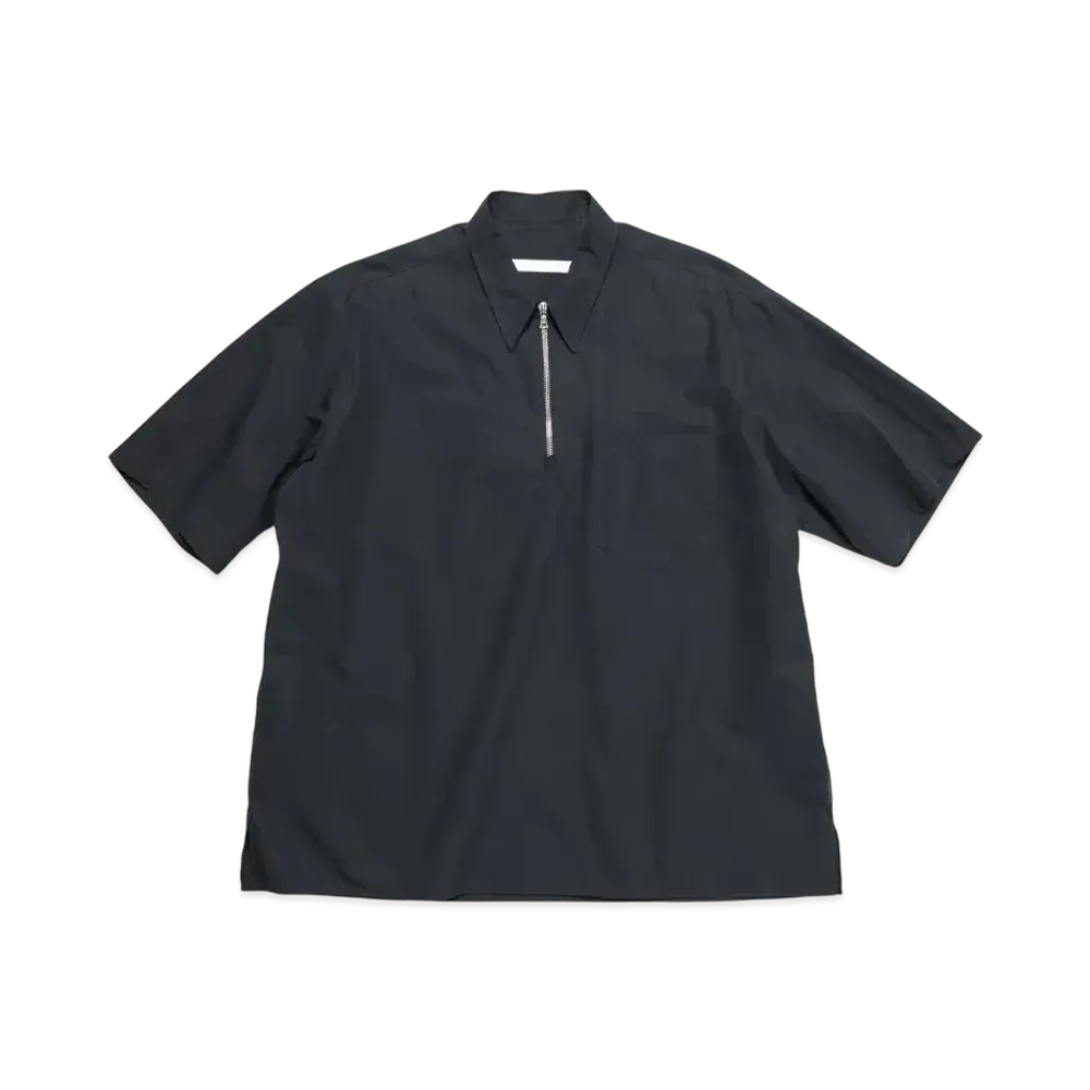 SOPHNET. Organic Cotton Half Zip S/S Shirt "Black"