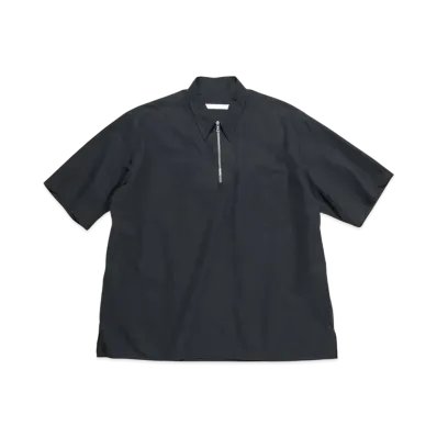 SOPHNET. Organic Cotton Half Zip S/S Shirt "Black"