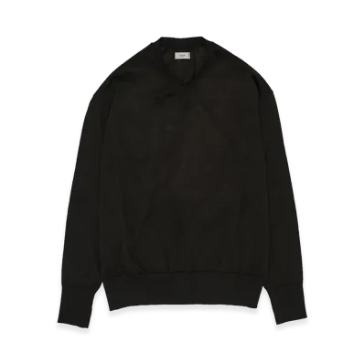 YOKE Ramie Wool V-neck Sweater "Black"