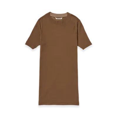 AURALEE Super High Gauge Sheer Rib T-Shirt "Brown"