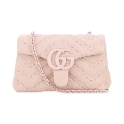GUCCI Women's Nappa Leather Mini GG Marmont Shoulder Bag "Pink"
