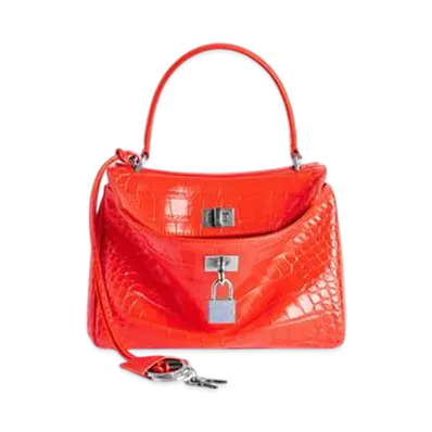 BALENCIAGA Rodeo Handbag Mini with Rhinestones "Pop Orange"