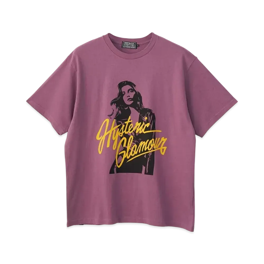 HYSTERIC GLAMOUR Leather Woman T-Shirt "Purple"