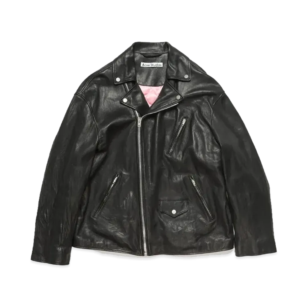 Acne Studios Distressed Leather Jacket "Black"