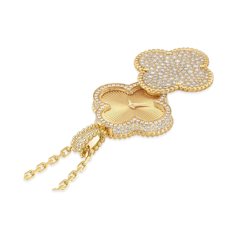 Van Cleef & Arpels Alhambra secret pendant watch "18K Yellow gold/Diamond"