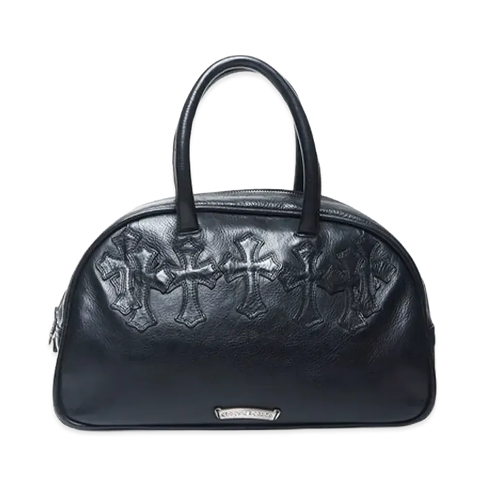 Chrome Hearts Gym Bag Small Cemetery Cross Patch Handbag "Black"
