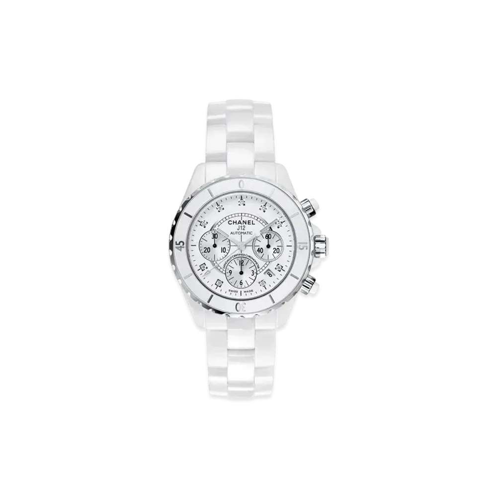 CHANEL J12 Watch Caliber 12.1 38mm 9P Diamond Ceramic Stainless Steel "White"