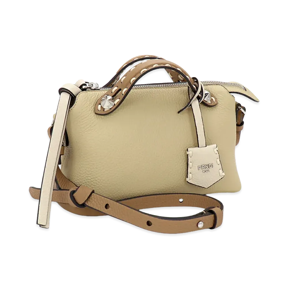 FENDI Women's By The Way Selleria Mini Handbag (with shoulder strap) "Straw/Cappuccino"