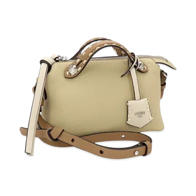 FENDI Women's By The Way Selleria Mini Handbag (with shoulder strap) "Straw/Cappuccino"
