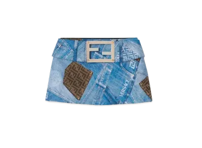 FENDI x Versace Fendace Denim Patchwork Mini Skirt
