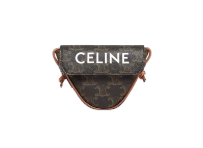 CELINE Mini Triangle In Triomphe Canvas With Celine Print "Tan"