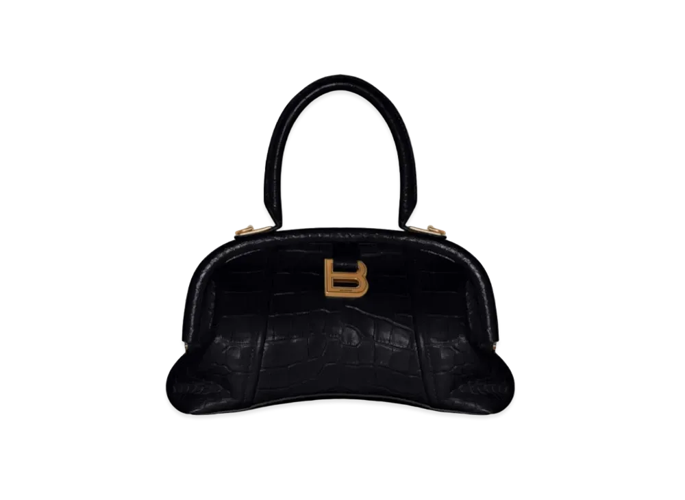 BALENCIAGA Editor Small Bag In Extra Supple Crocodile Embossed Calfskin "Black"