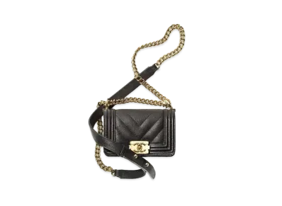 CHANEL Boy Chanel Mini Hand Bag Grained Calfskin "Black"