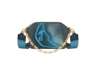 GIVENCHY Xs Antigona Bag In Tag Effect Printed Canvas With Chain "Steel Blue"