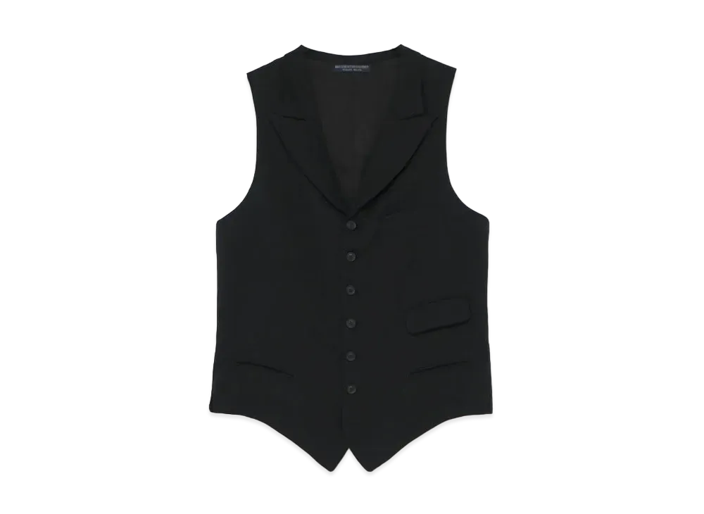 Yohji Yamamoto Pour Homme REGULATION W/GABARDINE PEAKED LAPEL VEST "Black"