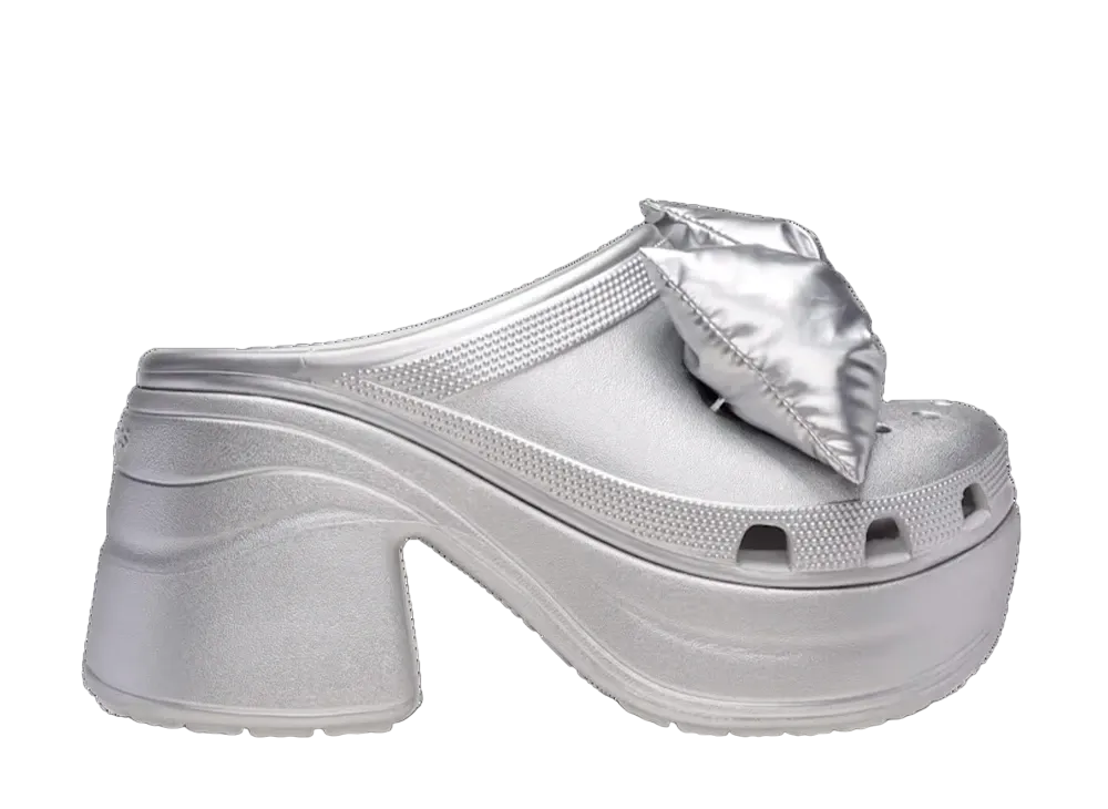 Crocs Siren Metallic Bow Clog "Silver Metallic"