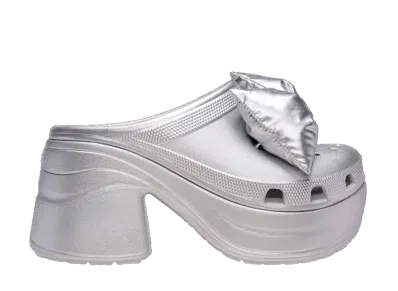 Crocs Siren Metallic Bow Clog "Silver Metallic"