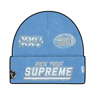 Supreme x New Era Football Beanie "Light Blue"