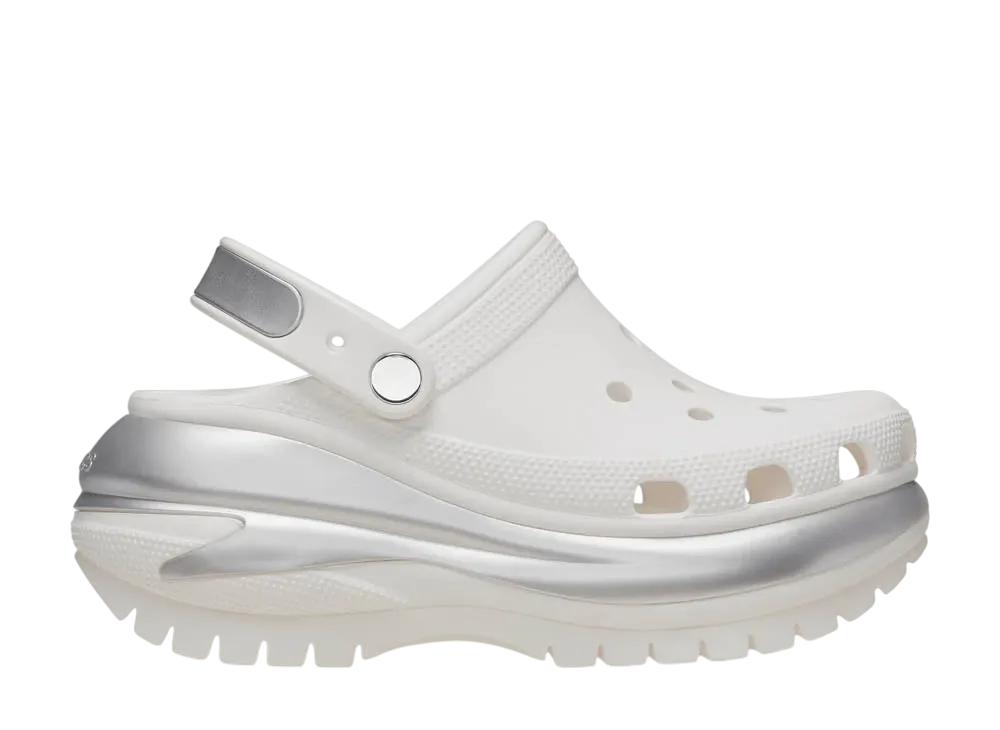 Crocs Mega Crush Metallic Clog "White/Silver"