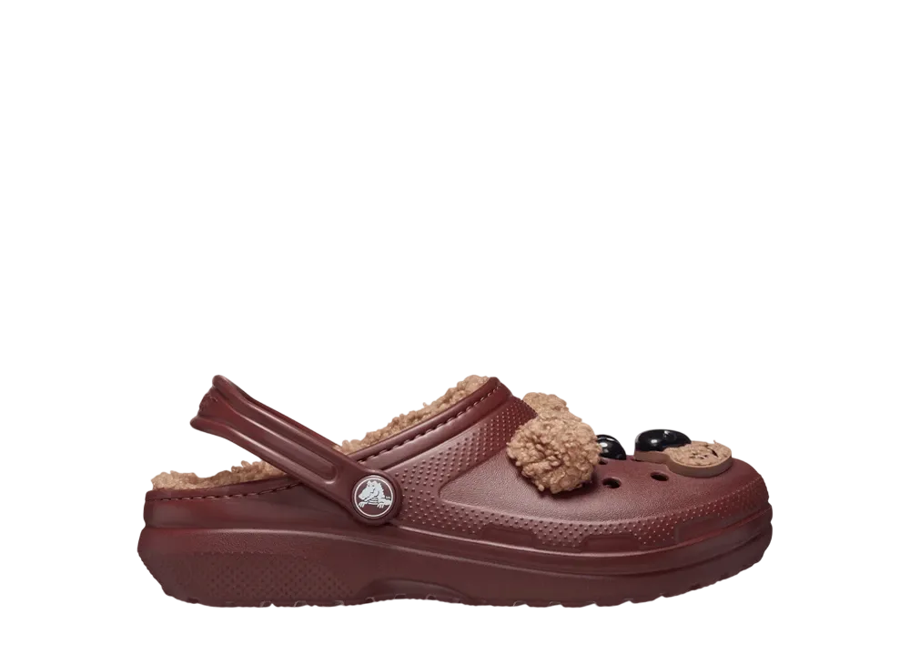 Crocs Big Kids Classic Lined I AM Brown Bear Clog "Dark Clay"