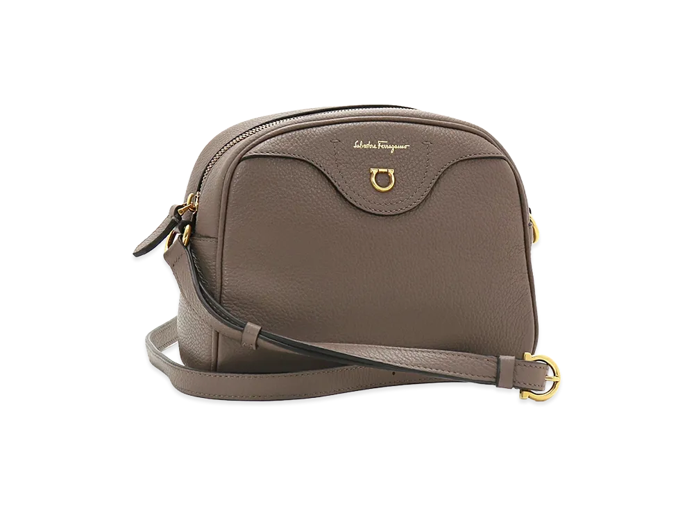 Salvatore Ferragamo Women's Gancini Leather Shoulder Bag "Caraway Seed"