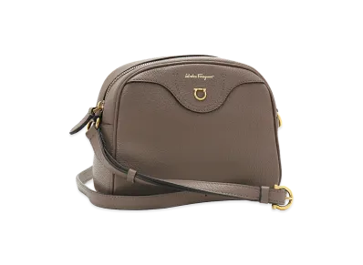 Salvatore Ferragamo Women's Gancini Leather Shoulder Bag "Caraway Seed"