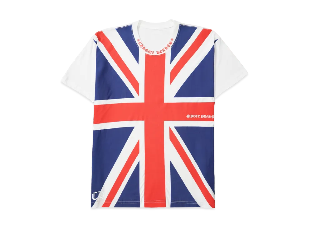 クロムハーツ ユニオンジャックプリント ネックロゴ Tシャツ "ホワイト"