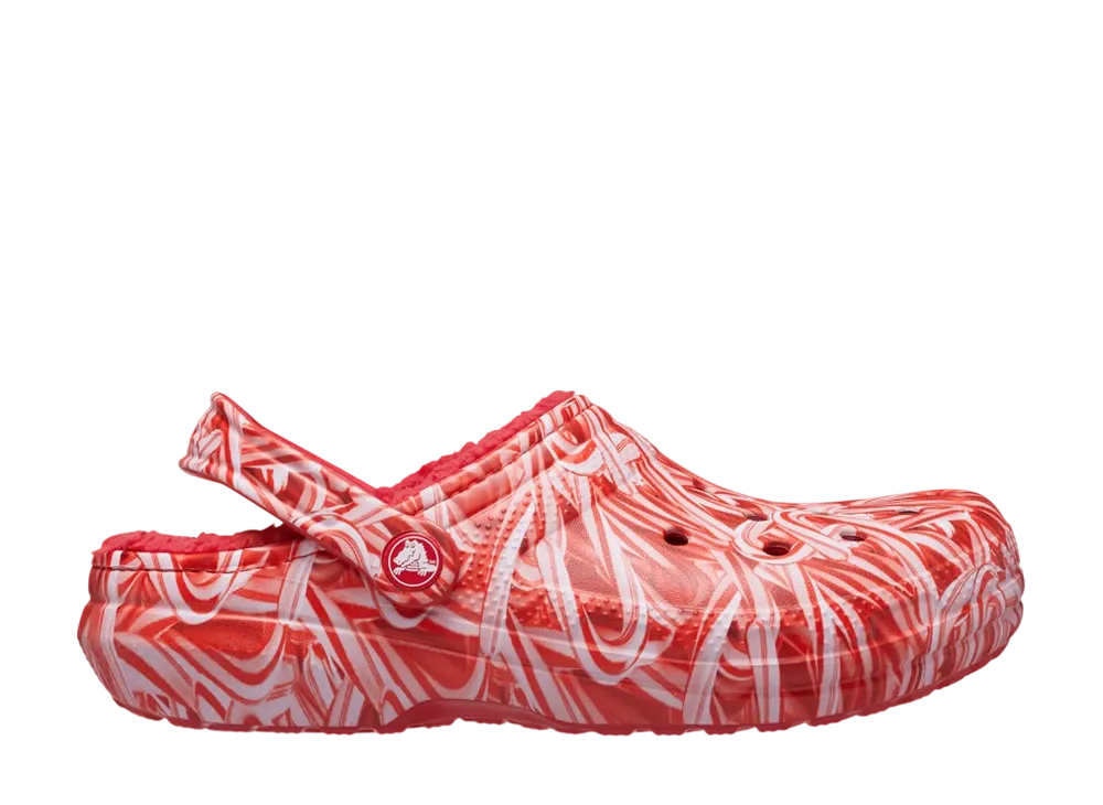 Crocs Classic Lined Candy Cane Clog "Varsity Red"