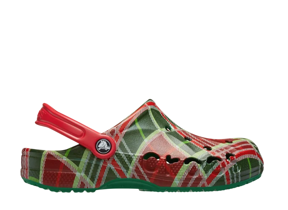 Crocs Baya Holiday Plaid Clog "Kelly Green"