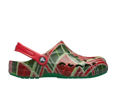 Crocs Baya Holiday Plaid Clog "Kelly Green"