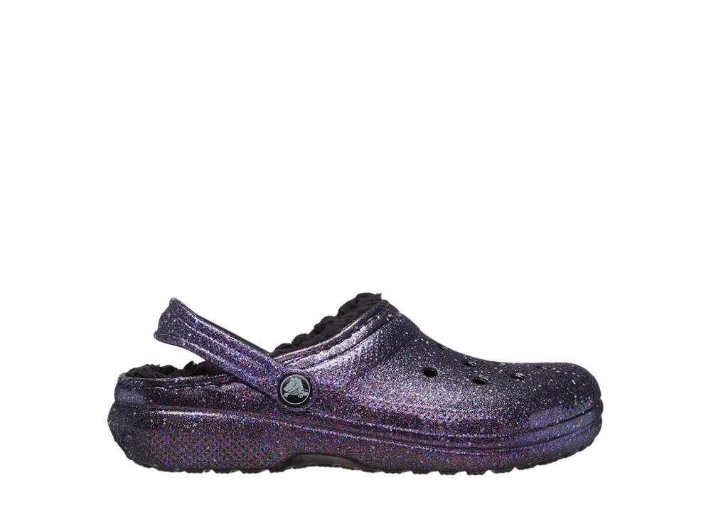 Crocs Big Kids Classic Lined Space Glitter Clog "Black/Multi"